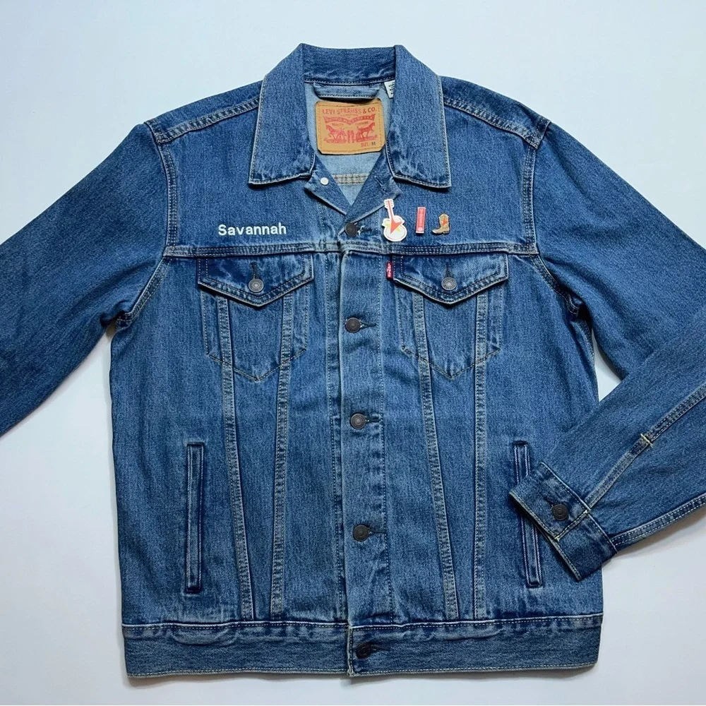 Levis Jacket Mens Size Medium Trucker Western Blue Denim Jean Cowboy Rodeo